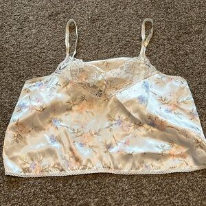 Cropped Cami With Lace Trim